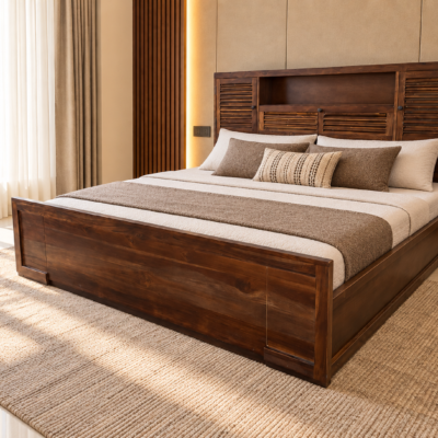 Walnut Luxe King Size Hydraulic Storage Bed